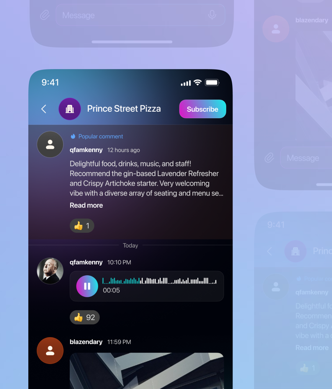 ARIES restaurant chat feed