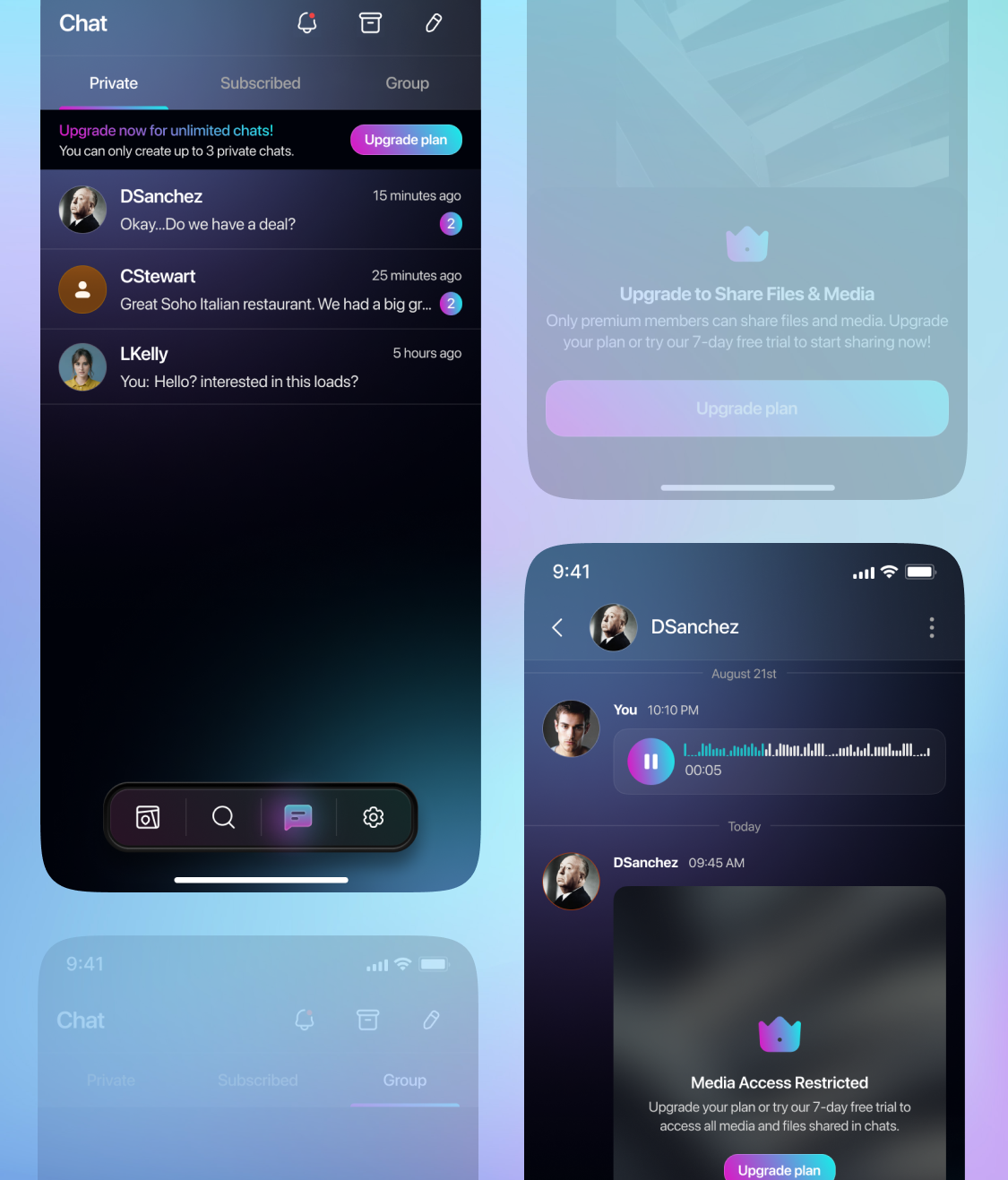 ARIES chats & upgrade prompts
